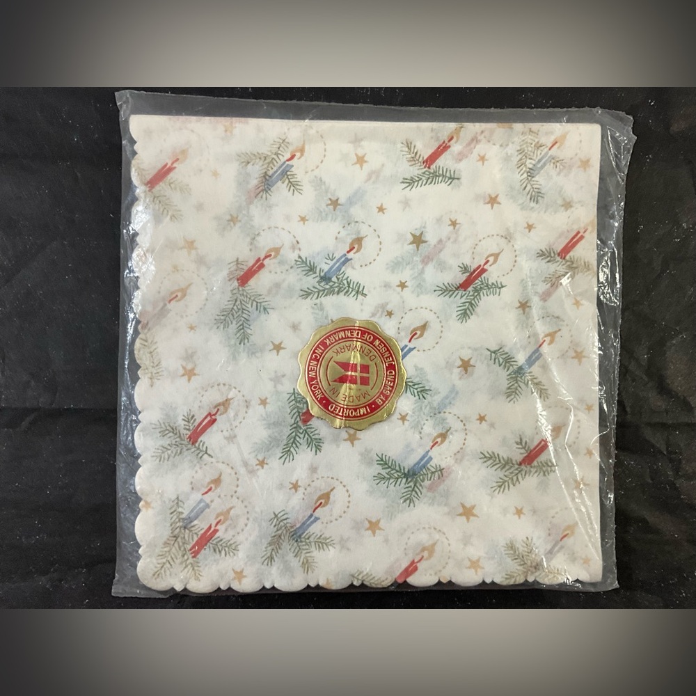 Vintage NOS Svend Jensen of Denmark Christmas Napkins Candle Print